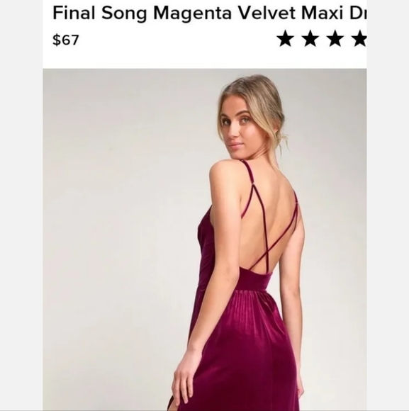 Lulu's Final Song Women's  Magenta VELVET Spaghetti Strap Maxi Dress - Picture 4 of 11